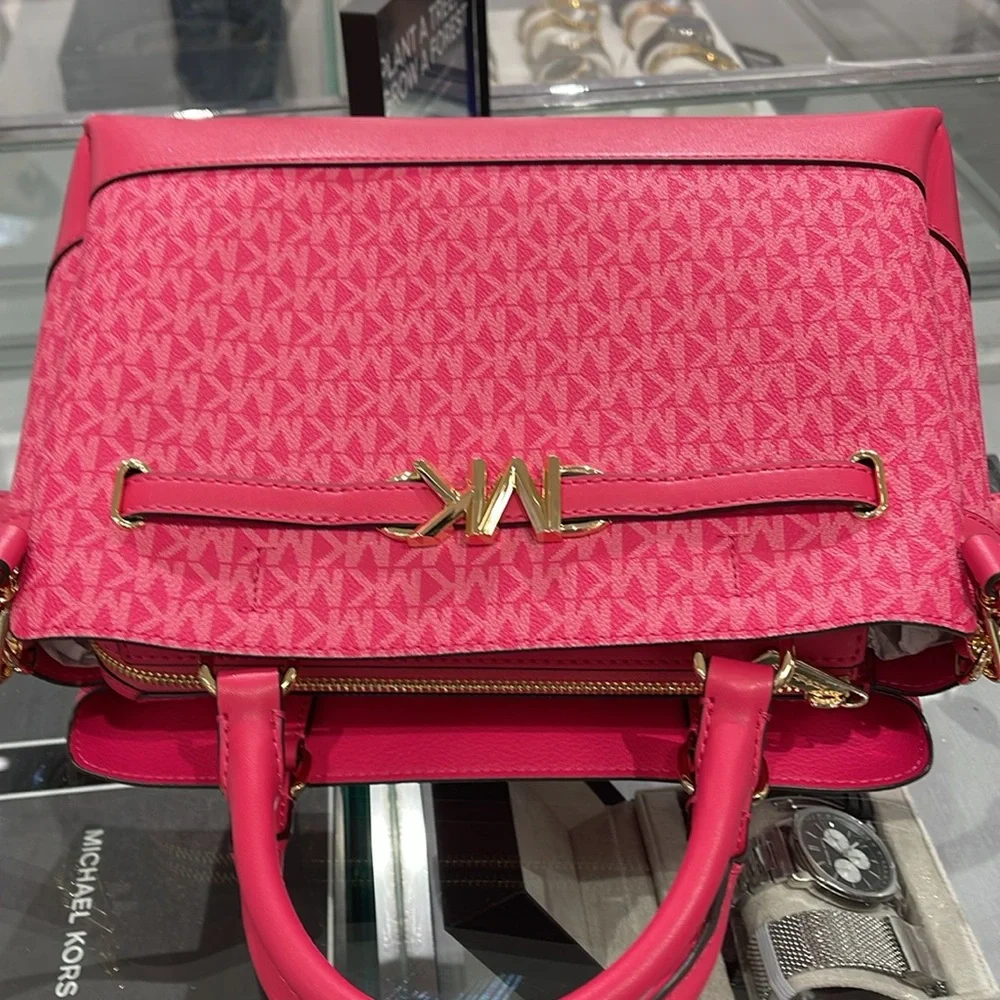 MICHAEL KORS 
Reed Large Graphic Logo Belted Satchel
Electric Pink 
NWT - Picture 9 of 16